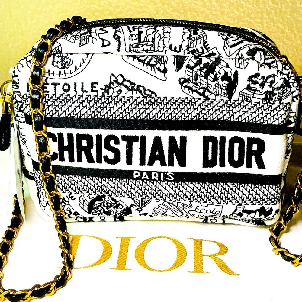 CHRISTIAN DIOR  Plan de Paris Canvas Embroidered Cosmetic Bag - Picture 11 of 11
